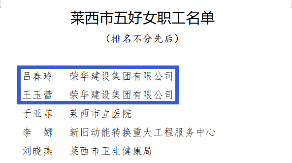 集團公司職工榮獲萊西市女職工建功立業(yè)創(chuàng)建活動多項先進個人(圖3) 集團公司職工榮獲萊西市女職工建功立業(yè)創(chuàng)建活動多項先進個人(圖3)